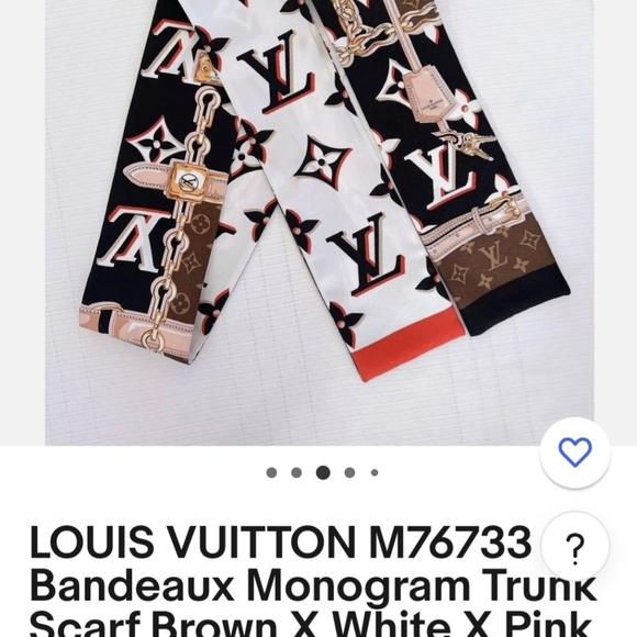 ❌️SOLD❌️Louis Vuitton Bandeau Monogram Trunk Scarf Brown×White×Pink TRADE - Picture 2 of 5